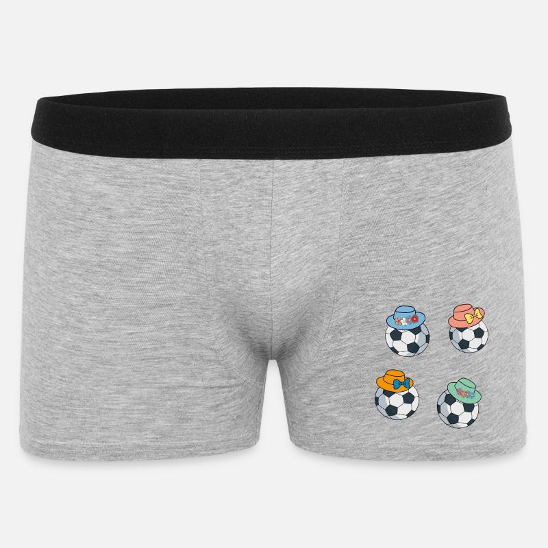 Fußbälle mit Hut - Männer Boxer Shorts - Grau meliert