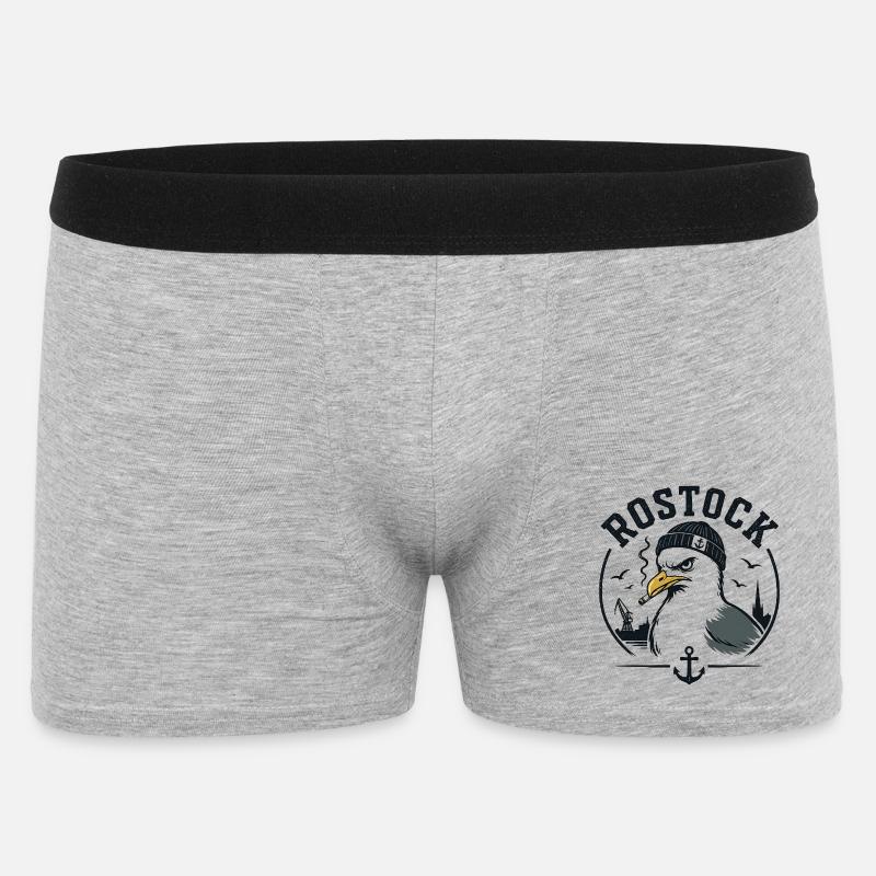 Rostock Möwe mit Pfeife - Männer Boxer Shorts - Grau meliert