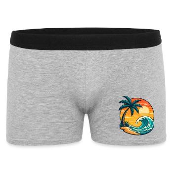 Palm Tree Sun Wave Vacation Summer Beach Shirt - Men's Boxer Shorts - heather grey - Front