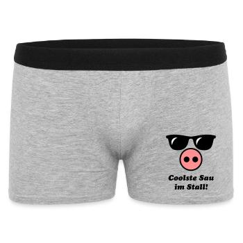 Coolste Sau Im Stall! (Cool) - Männer Boxer Shorts - Grau meliert - Vorne