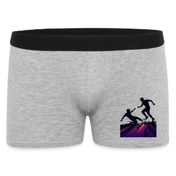 Fußballspieler Comic Kopfball Duell bunt - Männer Boxer Shorts - Grau meliert - Vorne