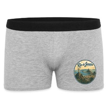 Rio de Janeiro Retro Skyline Badge - Männer Boxer Shorts - Grau meliert - Vorne