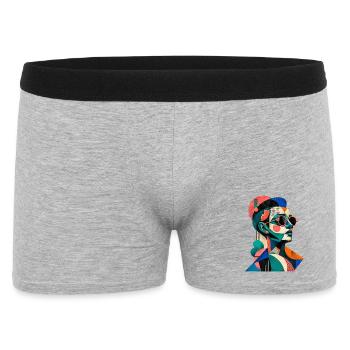 Kubistisches Farbporträt mit Sonnenbrille - Männer Boxer Shorts - Grau meliert - Vorne