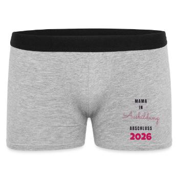 Mama in Ausbildung Abschluss 2026 - Schwanger - Männer Boxer Shorts - Grau meliert - Vorne