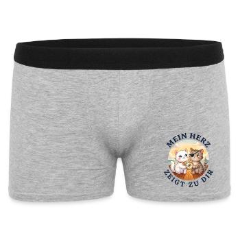 Mein Herz zeigt zu dir Liebeskompass - Männer Boxer Shorts - Grau meliert - Vorne