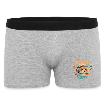 Kosmische Pfoten: Katzenastronaut - Männer Boxer Shorts - Grau meliert - Vorne