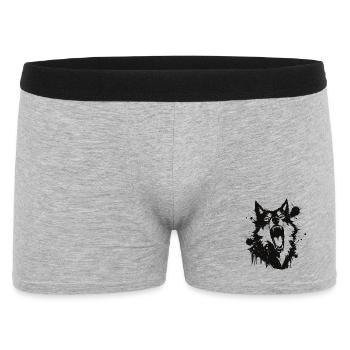 Howling wolf in black splashes - Men's Boxer Shorts - heather grey - Front