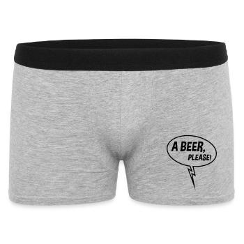 Ein Bier, bitte! (Sprechblase, Trinken, Down B) - Männer Boxer Shorts - Grau meliert - Vorne