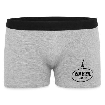 Ein Bier, Bitte! (Sprechblase / Bierchen / Up / B) - Männer Boxer Shorts - Grau meliert - Vorne