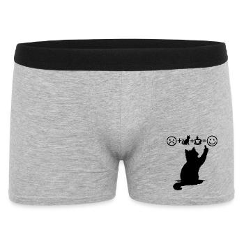 Chat Noir Café Design Minimaliste Humour - Boxer Homme - gris chiné - Devant