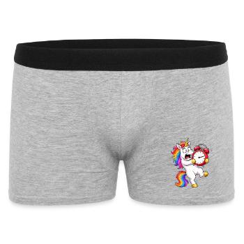 Lustiger Einhorn-Wecker-Kampf - Männer Boxer Shorts - Grau meliert - Vorne