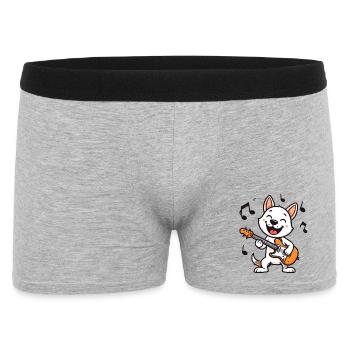 Funny Comic Cat Playing Guitar – Rocker Music - Men's Boxer Shorts - heather grey - Front