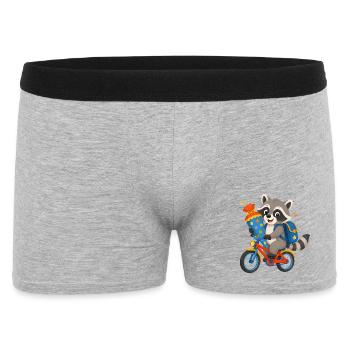 Raton laveur avec cône d’école sur vélo - Boxer Homme - gris chiné - Devant