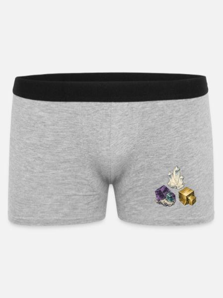 Sammlung von Quarzfluorit und Pyrit - Männer Boxer Shorts - Grau meliert
