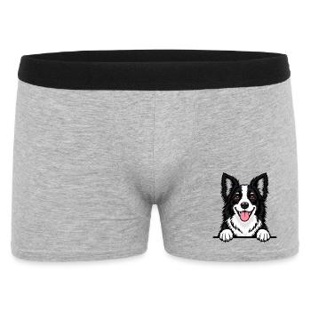 Border Collie - Männer Boxer Shorts - Grau meliert - Vorne