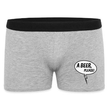 Ein Bier, bitte! (Sprechblase, Trinken, 2 Cent runter) - Männer Boxer Shorts - Grau meliert - Vorne