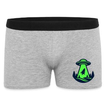 Ufo Wald Entfuehrung Grafik - Männer Boxer Shorts - Grau meliert - Vorne