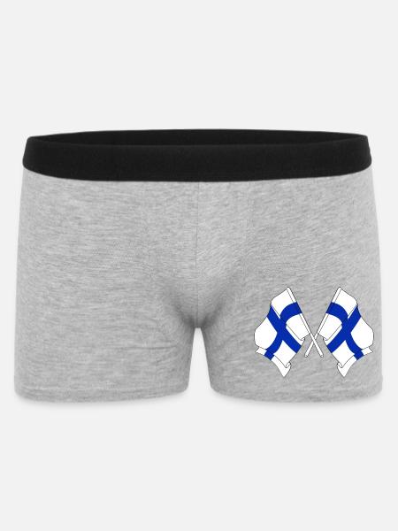 Deux drapeaux de la Finlande croisés - Boxer Homme - gris chiné