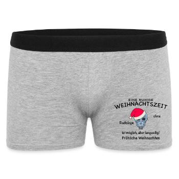 Radiologie, Röntgenbild Schädel lustig Weihnachten - Männer Boxer Shorts - Grau meliert - Vorne