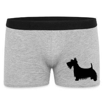 A silhouette illustration of a Scots Terrier Dog - Men's Boxer Shorts - heather grey - Front