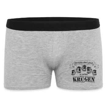 genieße das leben in vollen krügen bier sprüche - Männer Boxer Shorts - Grau meliert - Vorne
