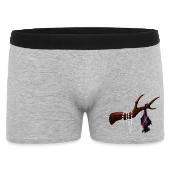 Flughund mit Ast, Rosenkränze, verschenken - Männer Boxer Shorts - Grau meliert - Vorne
