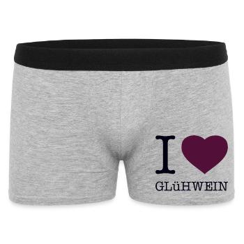 I love Glühwein - Männer Boxer Shorts - Grau meliert - Vorne