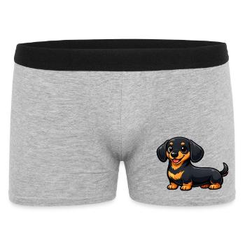 Süßer Dackel im Cartoon Stil - Männer Boxer Shorts - Grau meliert - Vorne