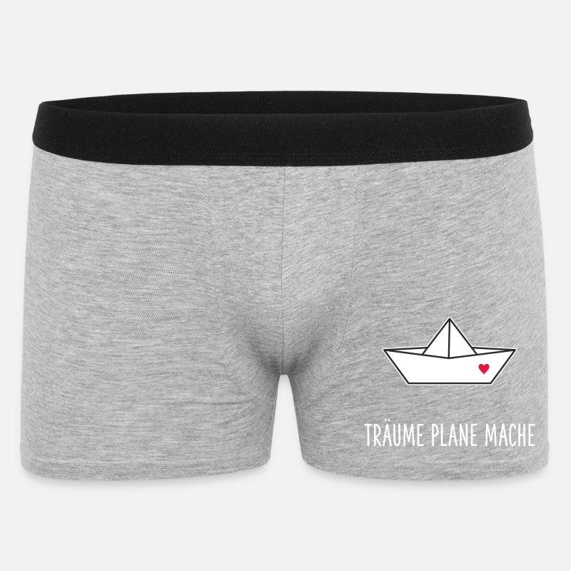 Träume Plane Mache Boot Herz - Männer Boxer Shorts - Grau meliert