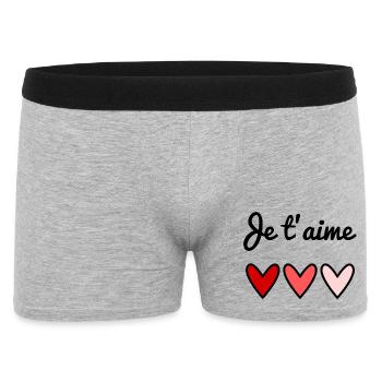 ICH LIEBE DICH. VALENTINSTAG. HERZ. LIEBE. LIEBE - Männer Boxer Shorts - Grau meliert - Vorne