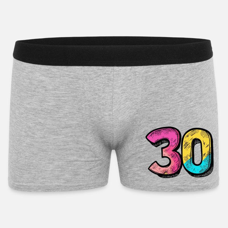 30 Zahl Bunt - Männer Boxer Shorts - Grau meliert