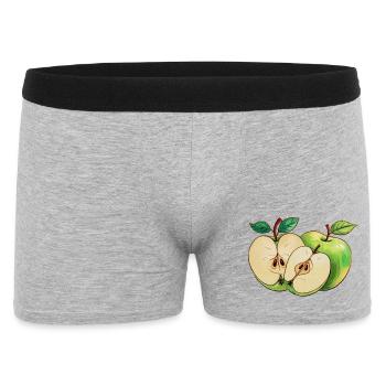 Motif de fruits coupés en demi-pomme verte - Boxer Homme - gris chiné - Devant