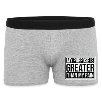 My Purpose Is Greater Than My Pain Meaning Quote Logo - Men's Boxer Shorts - heather grey - Front