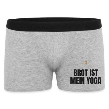 Brot ist mein Yoga – Hobbybäcker Spruch - Männer Boxer Shorts - Grau meliert - Vorne