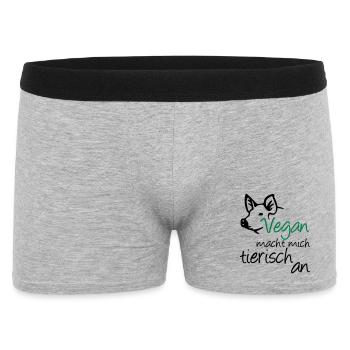 Vegan Veganer Tier Schwein Geschenk Tierschutz - Männer Boxer Shorts - Grau meliert - Vorne