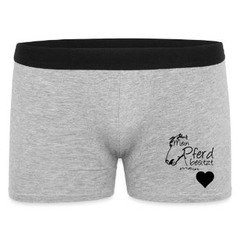 Mein Pferd - Mein Herz Geschenk - Männer Boxer Shorts - Grau meliert - Vorne