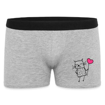 Chat avec le coeur: Amour - Boxer Homme - gris chiné - Devant