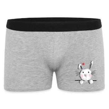 Rabbit with heart - rabbit - bunny - mucki - rabbit - Men's Boxer Shorts - heather grey - Front