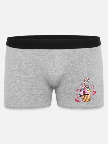 Muffin mit Sternen, Süßigkeiten und Zuckerstange. - Männer Boxer Shorts - Grau meliert
