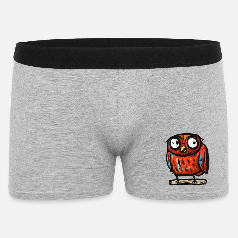 Eule - Männer Boxer Shorts - Grau meliert
