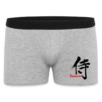 Samouraï en écriture kanji japonaise - Boxer Homme - gris chiné - Devant