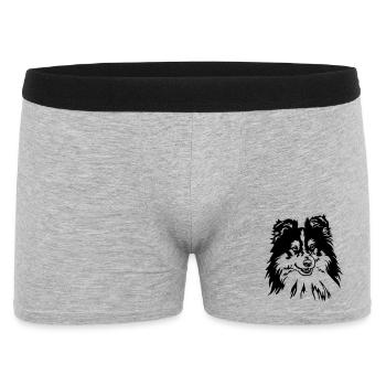 Sheltie Kopf - Männer Boxer Shorts - Grau meliert - Vorne