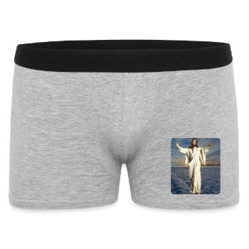Jesusfigur Winter - Männer Boxer Shorts - Grau meliert - Vorne