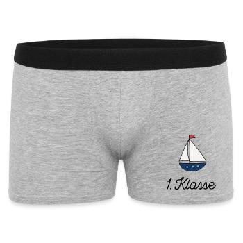 Lustiges Geschenk zur Einschulung - Männer Boxer Shorts - Grau meliert - Vorne