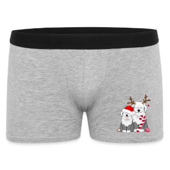 two cute bobtail dogs celebrate Christmas - Men's Boxer Shorts - heather grey - Front