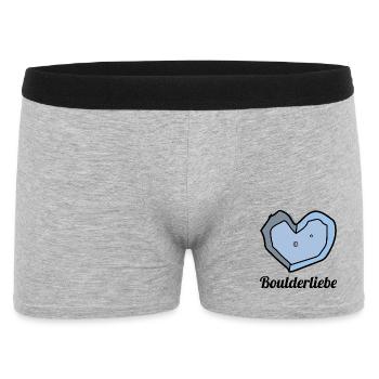 boulderliebe blau text - Männer Boxer Shorts - Grau meliert - Vorne
