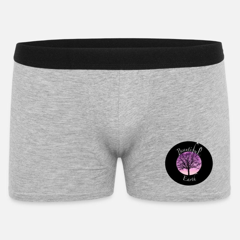 Schöne Erde Baum Silhouette - Männer Boxer Shorts - Grau meliert