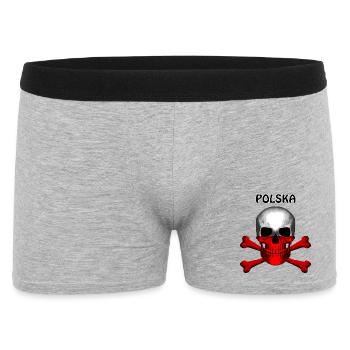 Skull Jolly Roger Pirate Flag Polska R6Z - Men's Boxer Shorts - heather grey - Front
