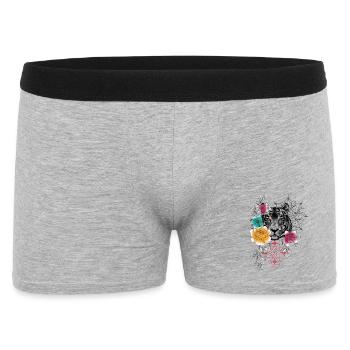 Dessin tête de tigre floral et ornemental en coule - Boxer Homme - gris chiné - Devant