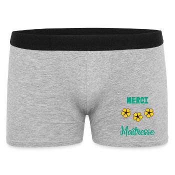 GELIEBTE. VIELEN DANK. DANKE HERRIN. GESCHENK - Männer Boxer Shorts - Grau meliert - Vorne